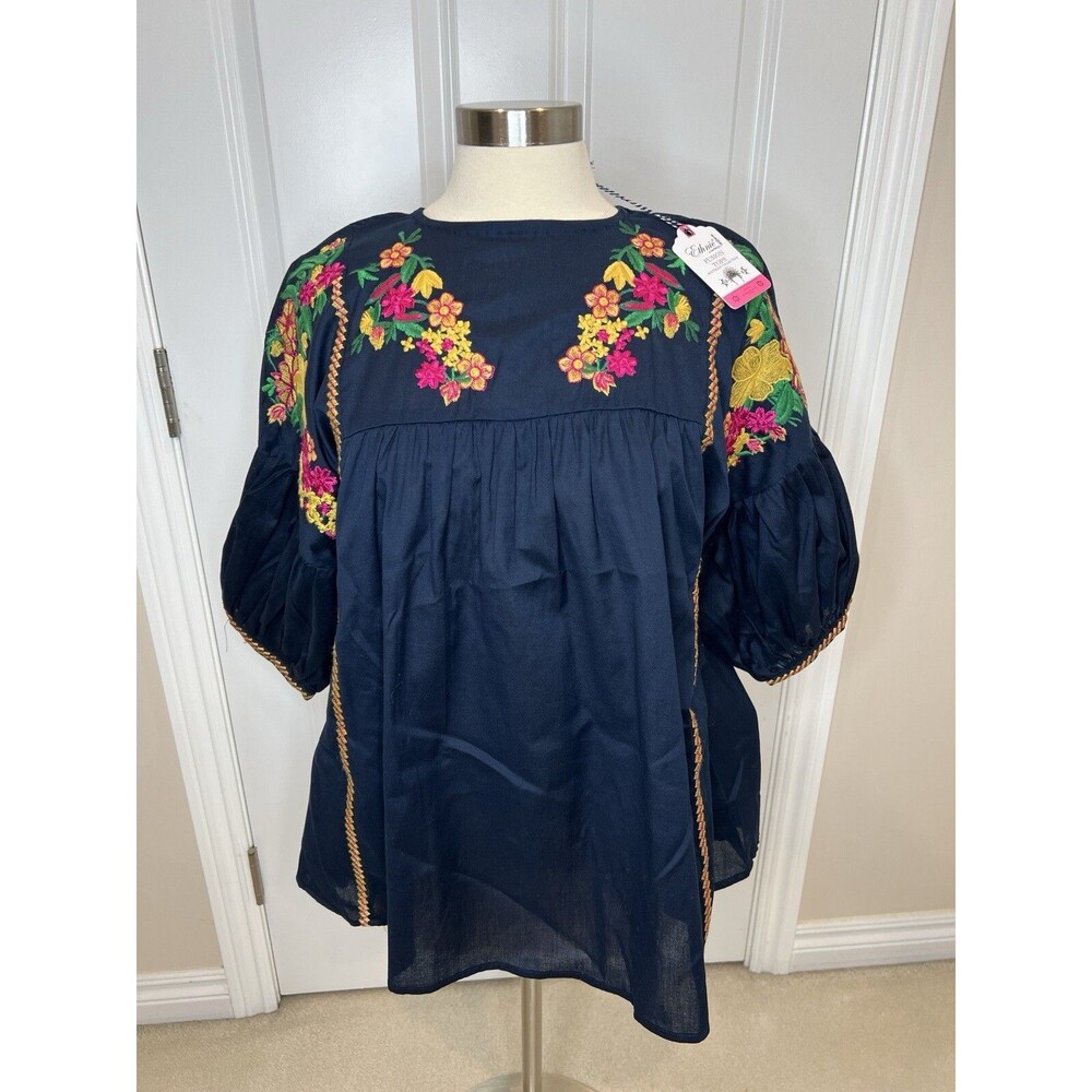 Ethnic by Outfitters Top Med Embroidered Baby Doll Boho Lace Blouse New